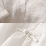 Buddha Stones Summer V-Neck Frog-Button Short Sleeve Cotton Linen Midi Dress - image 17