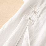Buddha Stones Summer V-Neck Frog-Button Short Sleeve Cotton Linen Midi Dress - image 16