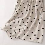 Buddha Stones Polka Dot V-Neck Lace-up Cotton Linen Women's Midi Dress With Pockets - image 15