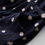 Buddha Stones Polka Dot V-Neck Lace-up Cotton Linen Women's Midi Dress With Pockets - image 6