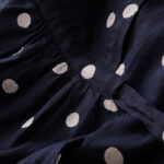 Buddha Stones Polka Dot V-Neck Lace-up Cotton Linen Women's Midi Dress With Pockets - image 4