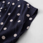 Buddha Stones Polka Dot V-Neck Lace-up Cotton Linen Women's Midi Dress With Pockets - image 7