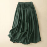 Buddha Stones Summer Solid Color Elastic Waist Drawstring Women's Skirt - Green - US8-10，UK/AU12-14，EU40-42 (2XL) - image 6
