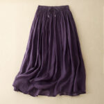 Buddha Stones Summer Solid Color Elastic Waist Drawstring Women's Skirt - DarkMagenta - US8-10，UK/AU12-14，EU40-42 (2XL) - image 10