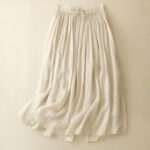 Buddha Stones Summer Solid Color Elastic Waist Drawstring Women's Skirt - Beige - US8-10，UK/AU12-14，EU40-42 (2XL) - image 21