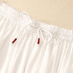 Buddha Stones Summer Solid Color Elastic Waist Drawstring Women's Skirt - image 3