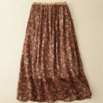 Buddha Stones Floral A-line Elastic Waist Cotton Linen Women's Skirt With Pockets - image 3