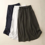 Buddha Stones Drawstring A-line Elastic Waist Cotton Women's Skirt With Button Pockets - image 2