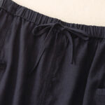 Buddha Stones Drawstring A-line Elastic Waist Cotton Women's Skirt With Button Pockets - image 3