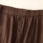 Buddha Stones A-line Buttons Slit Design Elastic Waist Cotton Women's Skirt With Pockets - image 3