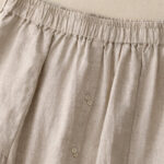 Buddha Stones A-line Buttons Slit Design Elastic Waist Cotton Women's Skirt With Pockets - image 13