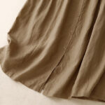 Buddha Stones A-line Buttons Slit Design Elastic Waist Cotton Women's Skirt With Pockets - image 22