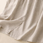 Buddha Stones A-line Buttons Slit Design Elastic Waist Cotton Women's Skirt With Pockets - image 14