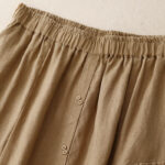 Buddha Stones A-line Buttons Slit Design Elastic Waist Cotton Women's Skirt With Pockets - image 21
