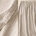 Buddha Stones A-line Buttons Slit Design Elastic Waist Cotton Women's Skirt With Pockets - image 17
