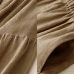 Buddha Stones A-line Buttons Slit Design Elastic Waist Cotton Women's Skirt With Pockets - image 23