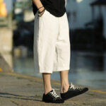 Buddha Stones Summer Plain Pleat Design Drawstring Men's 7-8 Length Cotton Linen Pants With Pockets - image 29