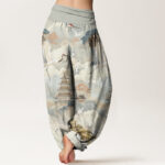 Buddha Stones Casual Cranes Clouds Pagodas Pattern Women's Harem Pants - image 2