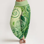 Buddha Stones Casual Vining Floral Pattern Women's Harem Pants - PaleGreen - US22，UK/AU26，EU54 (6XL) - image 1