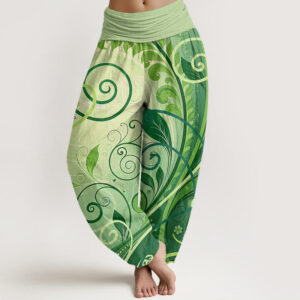Buddha Stones Casual Vining Floral Pattern Women's Harem Pants - PaleGreen - US22，UK/AU26，EU54 (6XL) - image 1