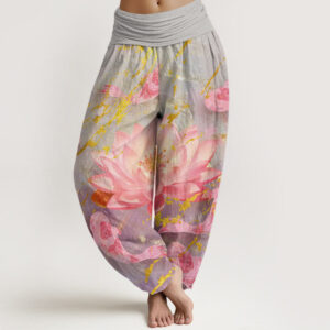 Buddha Stones Casual Lotus Flower Koi Fish Pattern Women's Harem Pants - DarkGray - US22，UK/AU26，EU54 (6XL) - image 1