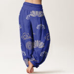 Buddha Stones Casual Lotus Flowers Lanterns Cloud Pattern Women's Harem Pants - image 6