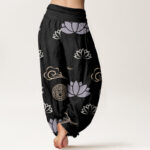Buddha Stones Casual Lotus Flowers Lanterns Cloud Pattern Women's Harem Pants - image 9