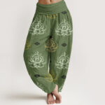 Buddha Stones Casual Various Colors Lotus Flowers Pattern Women's Harem Pants - OliveDrab - US22，UK/AU26，EU54 (6XL) - image 5