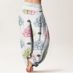 Buddha Stones Casual Various Colors Lotus Flowers Pattern Women's Harem Pants - image 9