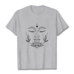 Buddha Stones Casual Buddha Face Lotus Flower Pattern Tee T-Shirt - LightGrey - 2XL - image 20