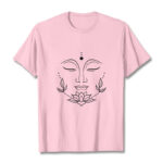Buddha Stones Casual Buddha Face Lotus Flower Pattern Tee T-Shirt - LightPink - 2XL - image 13