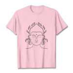 Buddha Stones Casual Buddha Outline Lotus Petal Pattern Tee T-shirt - LightPink - 2XL - image 13