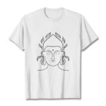 Buddha Stones Casual Buddha Outline Lotus Petal Pattern Tee T-shirt - White - 2XL - image 6