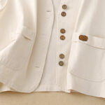 Buddha Stones Solid Color Front Buttons Sleeveless Women's Cotton Waistcoat With Pockets - image 17