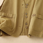 Buddha Stones Solid Color Front Buttons Sleeveless Women's Cotton Waistcoat With Pockets - image 8