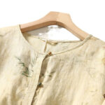 Buddha Stones Commute Chinese Frog-Button Long Lantern Sleeve Women's Cotton Linen Shirt - image 4