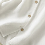 Buddha Stones Casual Spring Plain Buttons Design V-Neck Long Sleeve Women's Cotton Linen Shirt - image 16