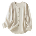 Buddha Stones Casual Spring Plain Buttons Design V-Neck Long Sleeve Women's Cotton Linen Shirt - image 9