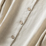 Buddha Stones Casual Spring Plain Buttons Design V-Neck Long Sleeve Women's Cotton Linen Shirt - image 6