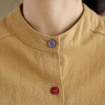 Buddha Stones Commute Casual Pure Color Long Sleeve Women's Cotton Linen Jacket With Pocket - image 7