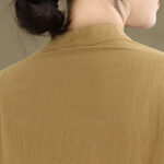 Buddha Stones Commute Casual Pure Color Long Sleeve Women's Cotton Linen Jacket With Pocket - image 8