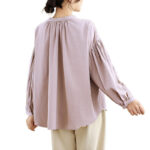 Buddha Stones Commute Plain Half Buttons Accordion Pleats Design Women's Cotton Linen Shirt - image 17