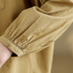 Buddha Stones Commute Plain Half Buttons Accordion Pleats Design Women's Cotton Linen Shirt - image 10