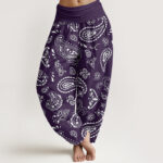Buddha Stones Casual Classic Paisley Motif Women's Elastic Waist Harem Pants - Indigo - US22，UK/AU26，EU54 (6XL) - image 5
