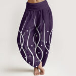Buddha Stones Casual Minimalist Vine Leaf Pattern Women's Elastic Waist Harem Pants - Indigo - US22，UK/AU26，EU54 (6XL) - image 1