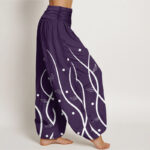 Buddha Stones Casual Minimalist Vine Leaf Pattern Women's Elastic Waist Harem Pants - image 2