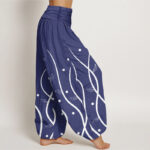 Buddha Stones Casual Minimalist Vine Leaf Pattern Women's Elastic Waist Harem Pants - image 9