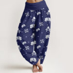 Buddha Stones Casual Lotus Small Dots Pattern Women's Elastic Waist Harem Pants - DarkBlue - US22，UK/AU26，EU54 (6XL) - image 1