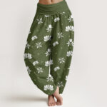 Buddha Stones Casual Lotus Small Dots Pattern Women's Elastic Waist Harem Pants - OliveDrab - US22，UK/AU26，EU54 (6XL) - image 5
