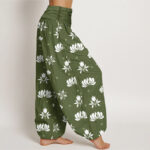 Buddha Stones Casual Lotus Small Dots Pattern Women's Elastic Waist Harem Pants - image 6